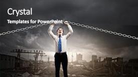  Presentation with metal - Cool new presentation theme with furious businessman breaking metal chain backdrop and a dark gray colored foreground