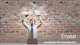  Presentation with metal - Cool new theme with furious businessman breaking metal chain backdrop and a gray colored foreground