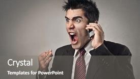  Presentation with rfid phone pay nfc - Amazing slide set having furious businessman on the phone backdrop and a gray colored foreground