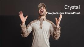  Presentation with masculine - Slides having furious-masculine-military-man-screaming background and a dark gray colored foreground