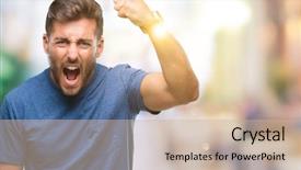  Presentation with isolated paw prints over white - Slides consisting of furious while shouting with anger background and a  colored foreground