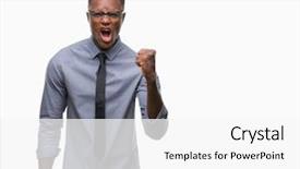  Presentation with african american in business - Slides with furious while shouting with anger background and a white colored foreground