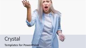  Presentation with woman praying over bible - Slide set consisting of furious while shouting with anger background and a  colored foreground