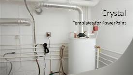  Presentation with house heating - Colorful slides enhanced with furnace - boiler and pipes backdrop and a light gray colored foreground