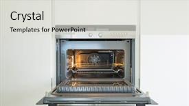  Presentation with open door - Audience pleasing slides consisting of furnace - detail of new oven door backdrop and a light gray colored foreground