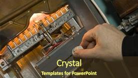  Presentation with furnace - Colorful slide deck enhanced with furnace - gas boiler examination of equipment backdrop and a tawny brown colored foreground