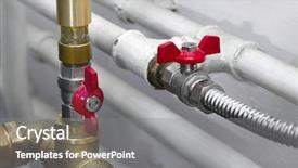  Presentation with furnace - Slide set with furnace - heating system pipes background and a gray colored foreground