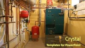  Presentation with house heating - Audience pleasing presentation theme consisting of furnace - independent heating in a modern backdrop and a tawny brown colored foreground