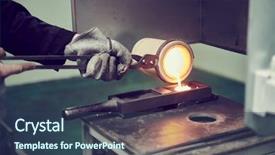  Presentation with furnace - Theme having furnace - melting gold molted metal pouring background and a ocean colored foreground