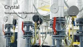  Presentation with water pump - PPT layouts having furnace - modern boiler room equipment background and a light gray colored foreground