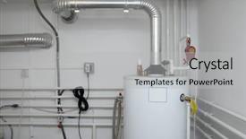  Presentation with furnace - Audience pleasing PPT theme consisting of furnace - pipes of a heating system backdrop and a light gray colored foreground