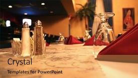  Presentation with restaurent - Audience pleasing presentation consisting of furnished facilities - indoor restaurent backdrop and a  colored foreground