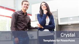  Presentation with kitchen furniture - Colorful presentation theme enhanced with furnished facilities - man and woman buying domestic backdrop and a ocean colored foreground