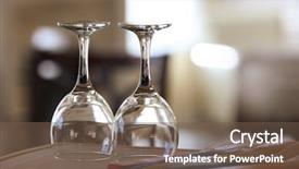 Presentation with dining table - Slide set having furnished facilities - two empty wine glasses background and a violet colored foreground