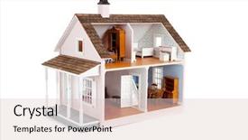  Presentation with white house - Audience pleasing slides consisting of furnished pink doll house backdrop and a lemonade colored foreground