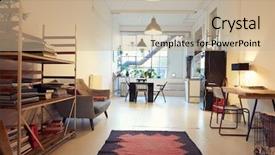  Presentation with area - Colorful slides enhanced with furnishing - open plan living area backdrop and a soft green colored foreground