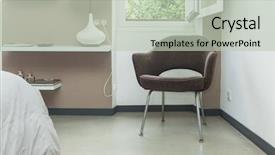  Presentation with open channel - Colorful PPT theme enhanced with furnitae plug ins - chair beneath the open window backdrop and a soft green colored foreground