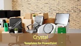  Presentation with office room - PPT layouts consisting of furniture - carton boxes with stuff background and a tawny brown colored foreground