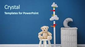  Presentation with children - Colorful presentation theme enhanced with furniture - children's room with bright color backdrop and a ocean colored foreground
