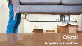  Presentation with new home - Presentation consisting of furniture - close up of man carrying background and a coral colored foreground