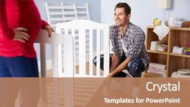  Presentation with pregnant - Slides consisting of furniture - couple with pregnant wife assembling background and a coral colored foreground