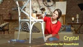  Presentation with diy - Beautiful slide set featuring furniture - diy woman painting renewing chair backdrop and a tawny brown colored foreground