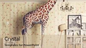  Presentation with living room - Presentation design featuring furniture - giraffe breaks the ceiling background and a coral colored foreground