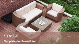  Presentation with rattan furniture - Cool new slides with furniture - home exterior patio with wooden backdrop and a coral colored foreground