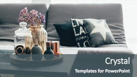 Presentation with flowers vase - Cool new slide deck with furniture - home interior decor in gray backdrop and a ocean colored foreground