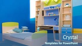  Presentation with furniture - Colorful presentation enhanced with bedroom furniture - interior of a children's room backdrop and a ocean colored foreground