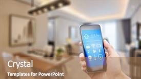  Presentation with furniture - Slide deck featuring furniture - mobile phone with apps background and a coral colored foreground