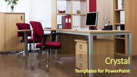  Presentation with furniture - Presentation theme having furniture - monitor on a desk background and a tawny brown colored foreground