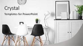  Presentation with chairs - Beautiful PPT layouts featuring furniture - room interior with commode frames backdrop and a white colored foreground
