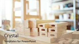  Presentation with woodworking - Presentation featuring furniture - stool making in woodworking workshop background and a soft green colored foreground