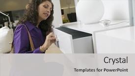  Presentation with hair dresser - Colorful slides enhanced with furniture - woman examining white dresser backdrop and a light gray colored foreground