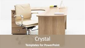  Presentation with furniture - Audience pleasing PPT theme consisting of furniture - wood table and chair backdrop and a coral colored foreground