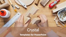  Presentation with diy - Presentation theme having furniture - woodworking workshop table top scene background and a coral colored foreground