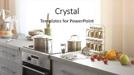 Presentation with kitchen furniture - Cool new presentation design with furniture and electric stove beside backdrop and a white colored foreground