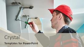  Presentation with mechanism - Cool new theme with furniture-assembling-professional-worker-installing backdrop and a light gray colored foreground