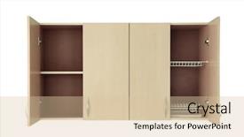  Presentation with brown sugar isolated on white - Colorful presentation theme enhanced with furniture case goods - cupboard isolated on white backdrop and a lemonade colored foreground