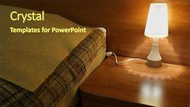  Presentation with hotel training report - Amazing PPT theme having furniture case goods - hotel bed lamp backdrop and a  colored foreground