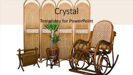  Presentation with rattan furniture - PPT theme with furniture composition isolated on white background and a coral colored foreground