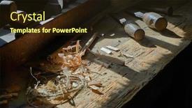  Presentation with furniture - Amazing PPT theme having furniture-crafting-workshop-with-spall backdrop and a wine colored foreground