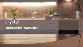  Presentation with napkin - Beautiful PPT layouts featuring furniture free - blurred kitchen interior and napkin backdrop and a coral colored foreground