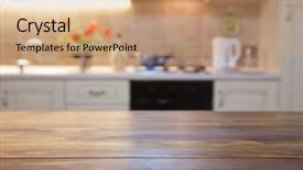  Presentation with clock and desk - Audience pleasing slide deck consisting of furniture free - blurred kitchen interior and napkin backdrop and a  colored foreground