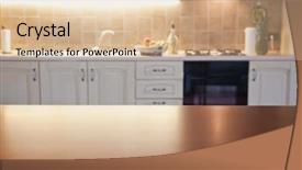  Presentation with napkin - PPT theme enhanced with furniture free - blurred kitchen interior and napkin background and a soft green colored foreground