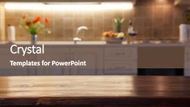  Presentation with napkin - Beautiful PPT theme featuring furniture free - blurred kitchen interior and napkin backdrop and a  colored foreground
