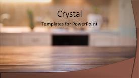  Presentation with kitchen equioment and utilises - Amazing slide deck having furniture free - blurred kitchen interior and napkin backdrop and a  colored foreground