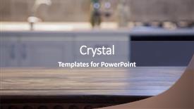  Presentation with desk in line - Slide deck with furniture free - blurred kitchen interior and napkin background and a  colored foreground