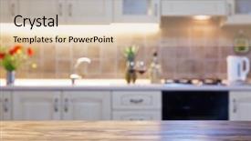  Presentation with blurred vision - Colorful presentation theme enhanced with furniture free - blurred kitchen interior and napkin backdrop and a  colored foreground